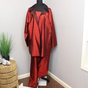 Vintage Bloomingdale's Silk Evening pants set blouse reversible jacket size 16W